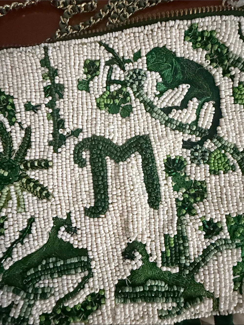Anthropologie F Monogram Beaded Clutch Bag, NWOT Color- Beaded